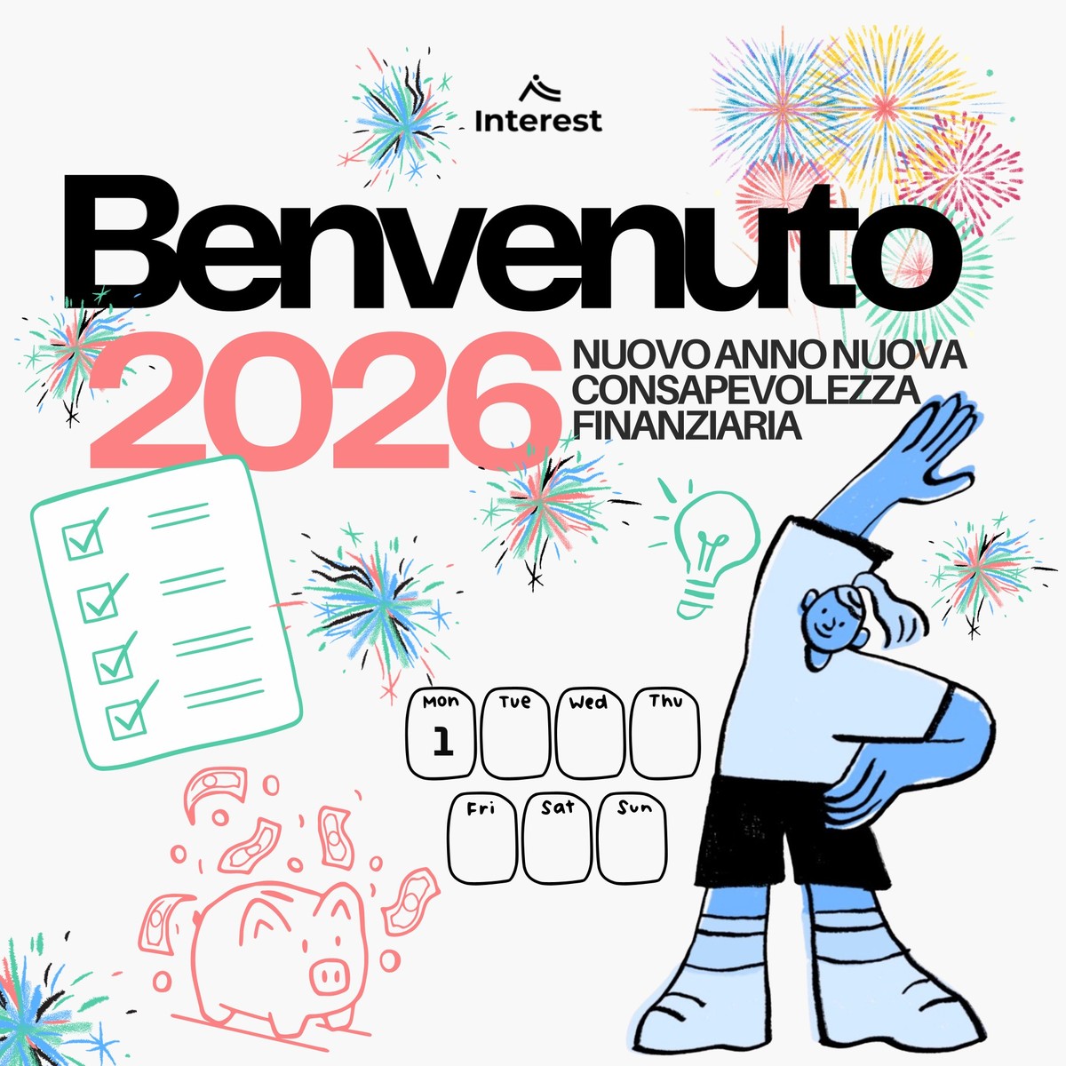 Grafica: benvenuto 2026 — nuovo anno, nuova consapevolezza finanziaria