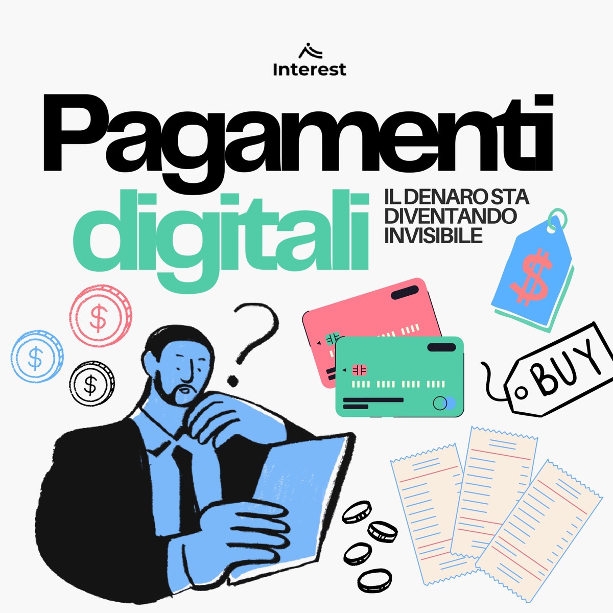 Grafica: pagamenti digitali — il denaro sta diventando invisibile